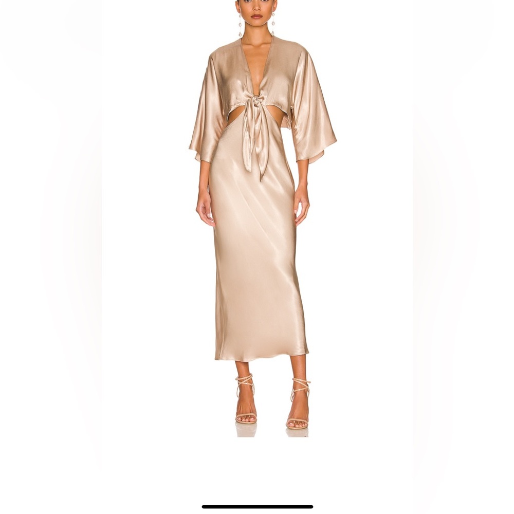 Elegant Satin Tie-Front Midi Dress